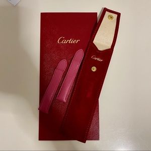 Cartier tank solo small watch leather band pink